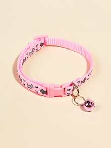 1入組卡通狗圖案寵物項圈適用於貓和狗狗適用於戶外 - 粉色 - 查看 2