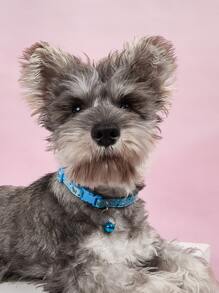 1入組卡通狗圖案寵物項圈適用於貓和狗狗適用於戶外 - 藍色 - 查看 1