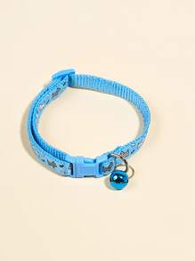 1入組卡通狗圖案寵物項圈適用於貓和狗狗適用於戶外 - 藍色 - 查看 2