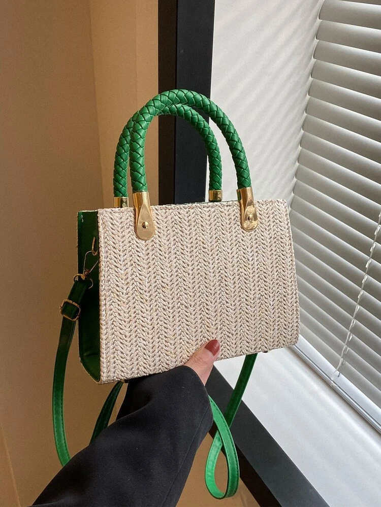 Women's New Fashionable Atmosphere, Simple Straw Bag, Versatile Elegant, Handheld Women's Bag - Beige - View 4