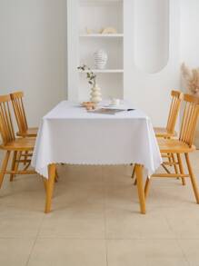 1入組素色白色桌布餐桌用現代滌綸裝飾桌布 - 白色 - 查看 5