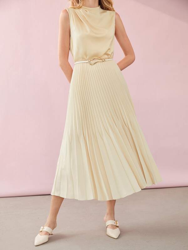 MOTF PREMIUM Gonna plissettata con cintura fluttuante