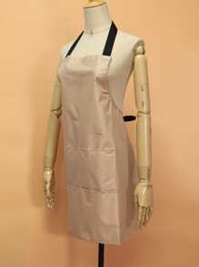 1入組簡約風家用廚房圍裙耐用,塵土抵抗,防水,保護圍裙美容師沙龍造型輔助工具 - 粉色 - 查看 2