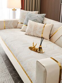 1 Hình Học Dạ Nỉ Sofa Khăn Hiện Đại Polyester Chống Trơn Trượt Ghế Sofa Chăn Cho Gia Đình - Màu be - Xem 2