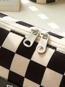 1 Túi Đựng Họa Tiết Ca Rô Túi Đựng Họa Tiết Hình Học Hiện Đại Túi Đựng Lưu Trữ Bút Bút Chì Tẩy - trắng - Xem 4