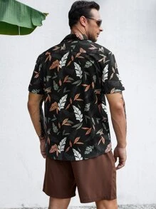 Manfinity RSRT Men Plus Tropical Print Shirt - Black - View 2