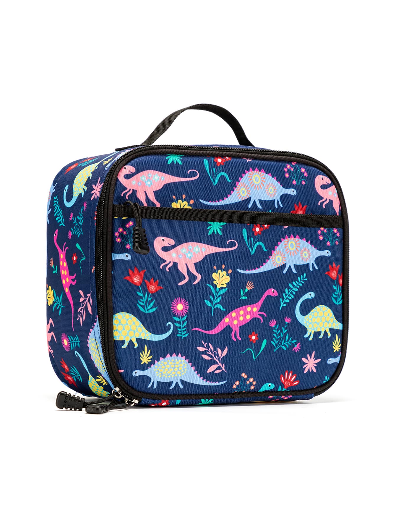 Niños Bolsa cuadrada con patrón de dinosaurio con cremallera delantera - Azul - Ver 1