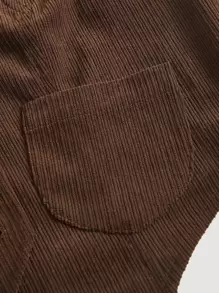 SHEIN MOD Button Front Crop Top Without Blouse - Chocolate Brown - View 4