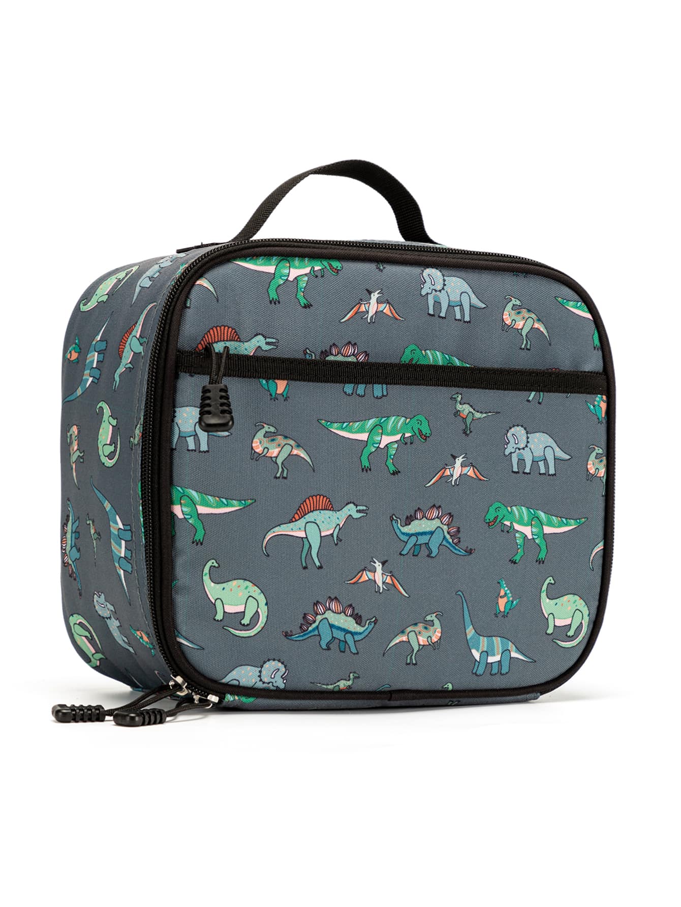 带顶部手柄的卡通恐龙图案午餐袋 午餐手提袋 保温午餐盒袋 上学、工作、野餐、户外旅行、女士、女孩 返校午餐套装 学校用品 午餐盒袋 家庭必需品 返校用品 - 灰色 - 查看 1