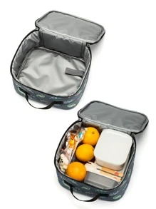 带顶部手柄的卡通恐龙图案午餐袋 午餐手提袋 保温午餐盒袋 上学、工作、野餐、户外旅行、女士、女孩 返校午餐套装 学校用品 午餐盒袋 家庭必需品 返校用品 - 灰色 - 查看 4