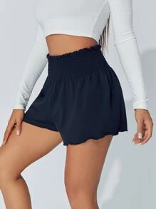 SHEIN PETITE 紙袋腰木耳邊短褲 - 藏蓝色 - 查看 4