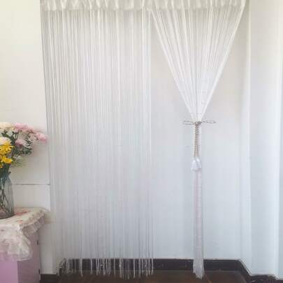 1pc Faux Pearl Decor Door Curtain, Modernist Polyester Punch-Free Doorway String Curtain For Home Gifts Birthday Graduation