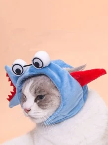 1 pieza Sombrero de mascota con diseño de tiburón para gato con perro para accesorio para foto - Azul - Ver 4