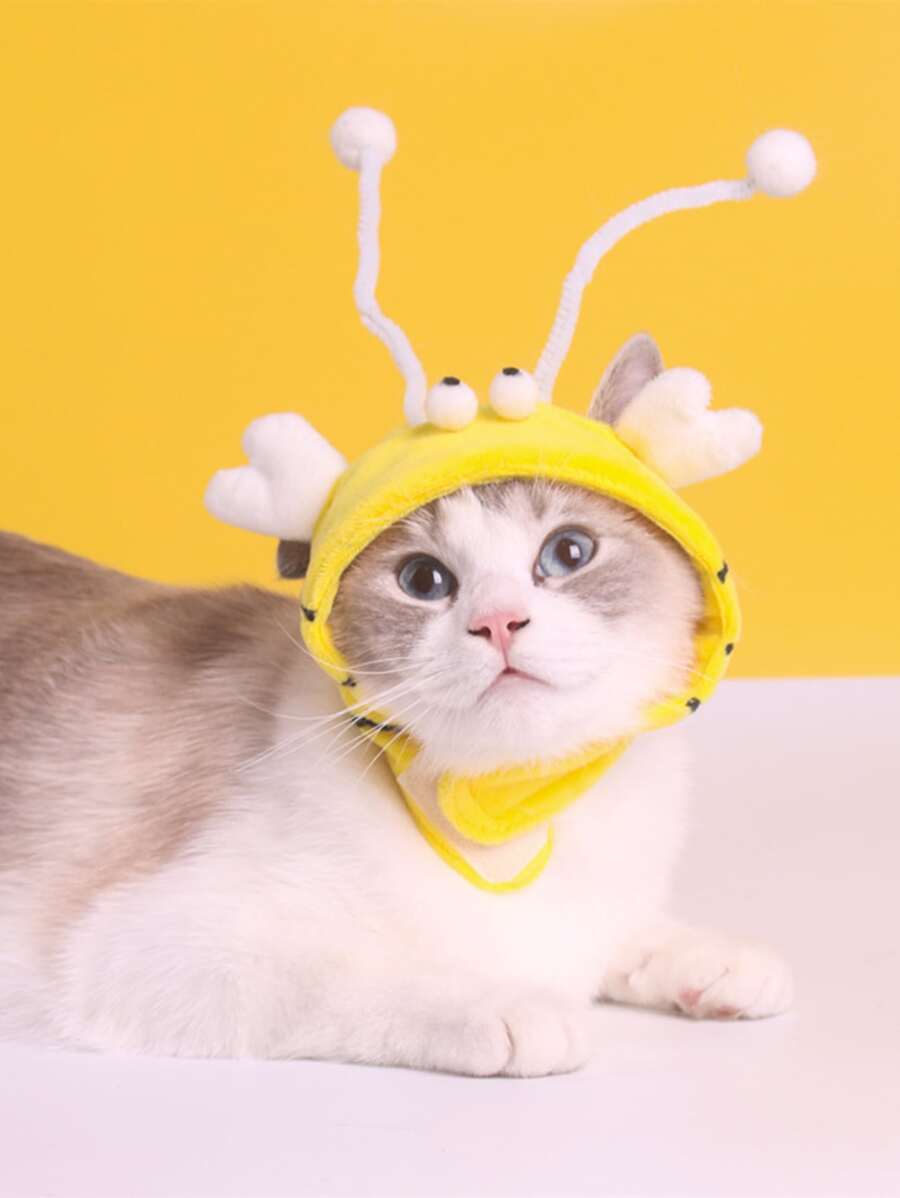 1pc Bee Design Pet Hat For Cat And Dog For Photo Prop Accessory - Yellow - View 1