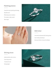 Cubic Zirconia Decor Silver Wedding Band - Silver - View 4