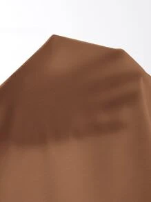 SHEIN PETITE Áo thun nữ màu trơn Giải trí - Màu nâu  Mocha - Xem 6