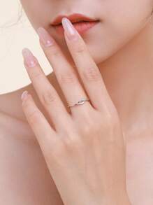 1pc Elegant Geometric Pattern S925 Sterling Silver Ring, Suitable For Minimalist Style, Stackable, Exquisite Jewelry - Silver - View 2