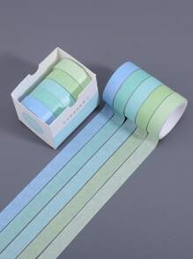 5 cuộn Băng keo che màu hỗn hợp, Băng keo Washi đa năng đơn giản cho đồ thủ công tại nhà - màu xanh lá - Xem 9