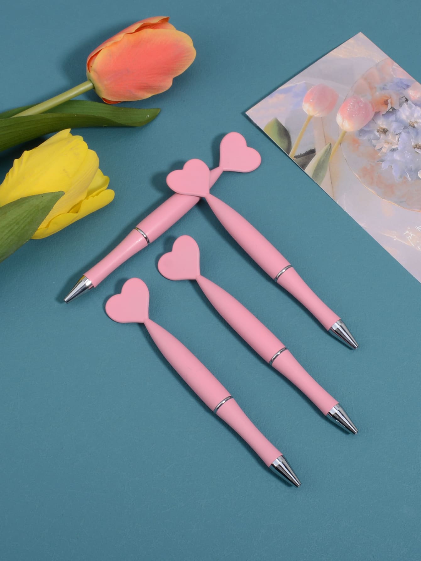 1 Trái Tim Chắc Chắn Trang Trí Bút Bi Đơn Giản Đa Năng Bút Viết Cho Học Sinh, Văn Phòng - Hồng - Xem 1