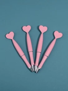 1 Trái Tim Chắc Chắn Trang Trí Bút Bi Đơn Giản Đa Năng Bút Viết Cho Học Sinh, Văn Phòng - Hồng - Xem 5