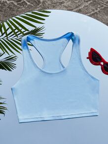 SHEIN EZwear Solid Crop Tank Top - Baby Blue - View 6