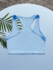 SHEIN EZwear Solid Crop Tank Top - Baby Blue - View 7