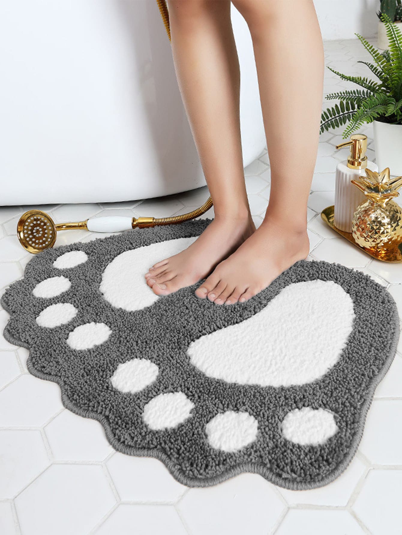 Feet Shaped Floor Mat, Creative Cute Polyester Bath Mat, For Home Decor Home Bathroom Decor Bath Rug Floor Carpet Outdoor Rug Door Mat Fall Decor Bathroom Accessories Back To School Entryway Decor - Multicolor - View 1