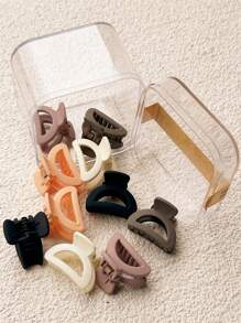 10pcs Random Color Solid Hair Claw Casual Summer - Multicolor - View 2