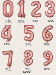 kumozawa 1pc 32-Inch Number Foil Balloon, Cute Decorative Party Balloon For Birthday, Wedding (Inflation Accessories Not Included) - Rose Gold - View 3