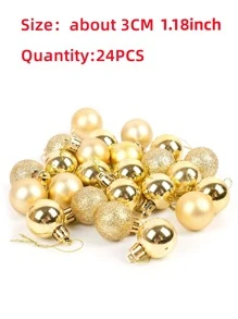 24pcs Christmas Metallic Ball,Christmas - Gold - View 3