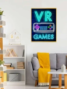 1set PMMA DIY Diamond Painting Without Frame, Modernist Gamepad & Letter Graphic DIY Diamond Painting For Craft - Multicolor - View 1