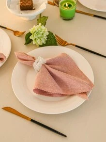 6pcs/set Solid Color Cloth Napkin, Simple Fabric Table Napkin For Dining Room And Party - Pink - View 1