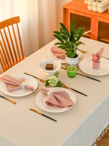 6pcs/set Solid Color Cloth Napkin, Simple Fabric Table Napkin For Dining Room And Party - Pink - View 4