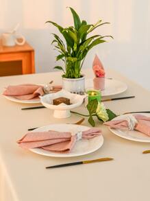 6pcs/set Solid Color Cloth Napkin, Simple Fabric Table Napkin For Dining Room And Party - Pink - View 5