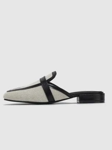 2025年秋季时尚拼色帆布穆勒鞋女款舒适包头户外拖鞋玛丽珍平底鞋 - 彩色 - 查看 6