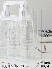 1pc Clear Gift Bag, Portable Flower Wrapping Bag For Party - Clear - View 3