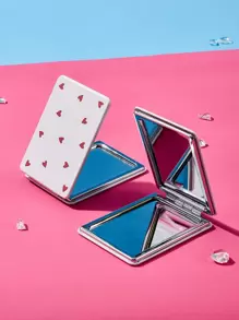 Hanna DaMes Artist Girlcore 心形图案折叠镜子，节日，爱情情人节