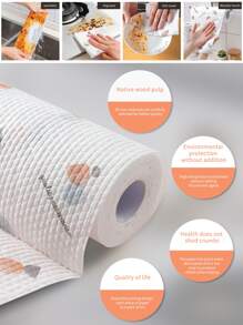 1roll Non-woven Fabric Cleaning Cloth, Cartoon Graphic Absorbent Cleaning Rag For Kitchen - Multicolor - View 3