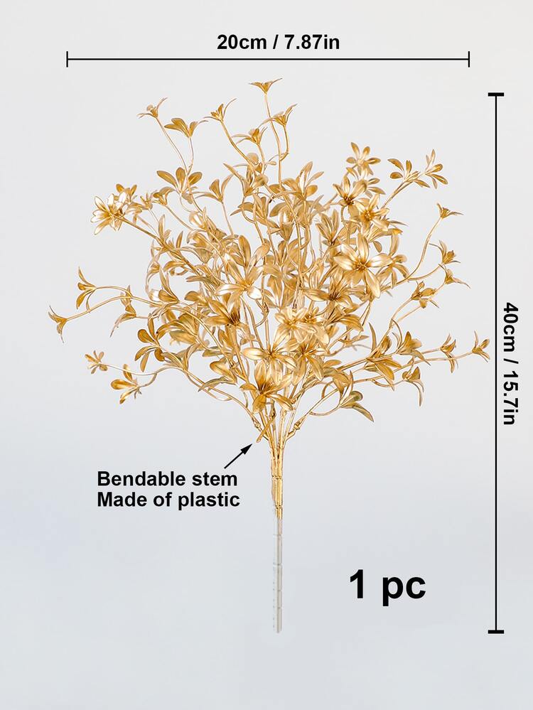 1bunch Plastic Artificial Flower, Multi-purpose Artificial Flower For Home, Party, Wedding Decor - Gold - View 4