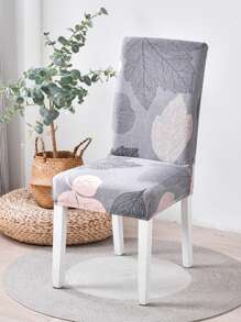 1pc Polyester Dining Chair Slipcover, Modern Leaf Pattern Stretchy Dining Room Chair Slipcover For Dining Room - Multicolor - View 2