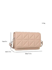 Bolsa De Hombro Cuadrada Con Solapa Acolchada En Color Liso Comercial Y Casual, Diseño De Cuadros Para Cruzar, Bolso Simple Con Correa Ajustable Para Mujeres Adolescentes Estudiantes Universitarios, Principiantes Y Trabajadores De Oficina, Que Es Perfecta Para Oficina, Universidad, Trabajo, Negocios, Desplazamientos, Actividades Al Aire Libre Y Viajes.