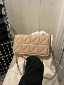 Bolsa De Hombro Cuadrada Con Solapa Acolchada En Color Liso Comercial Y Casual, Diseño De Cuadros Para Cruzar, Bolso Simple Con Correa Ajustable Para Mujeres Adolescentes Estudiantes Universitarios, Principiantes Y Trabajadores De Oficina, Que Es Perfecta Para Oficina, Universidad, Trabajo, Negocios, Desplazamientos, Actividades Al Aire Libre Y Viajes.