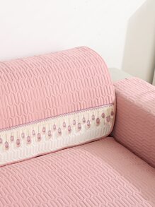 1入組蕾絲裝飾沙發巾滌綸簡約防滑滌綸沙發套四季皆宜 - 粉色 - 查看 4