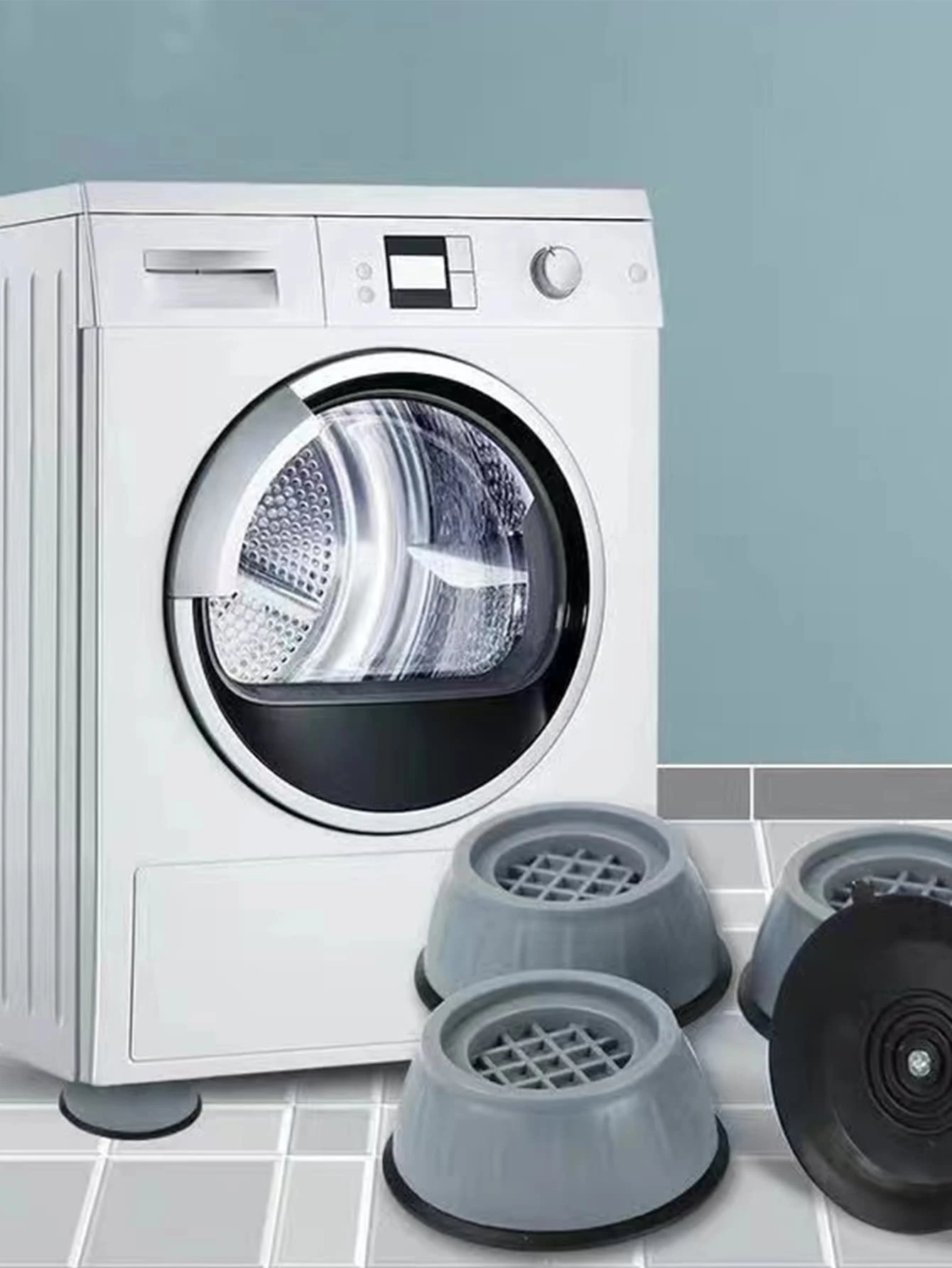 4入組素色桌腿套家用滌綸椅墊 - 灰色 - 查看 1