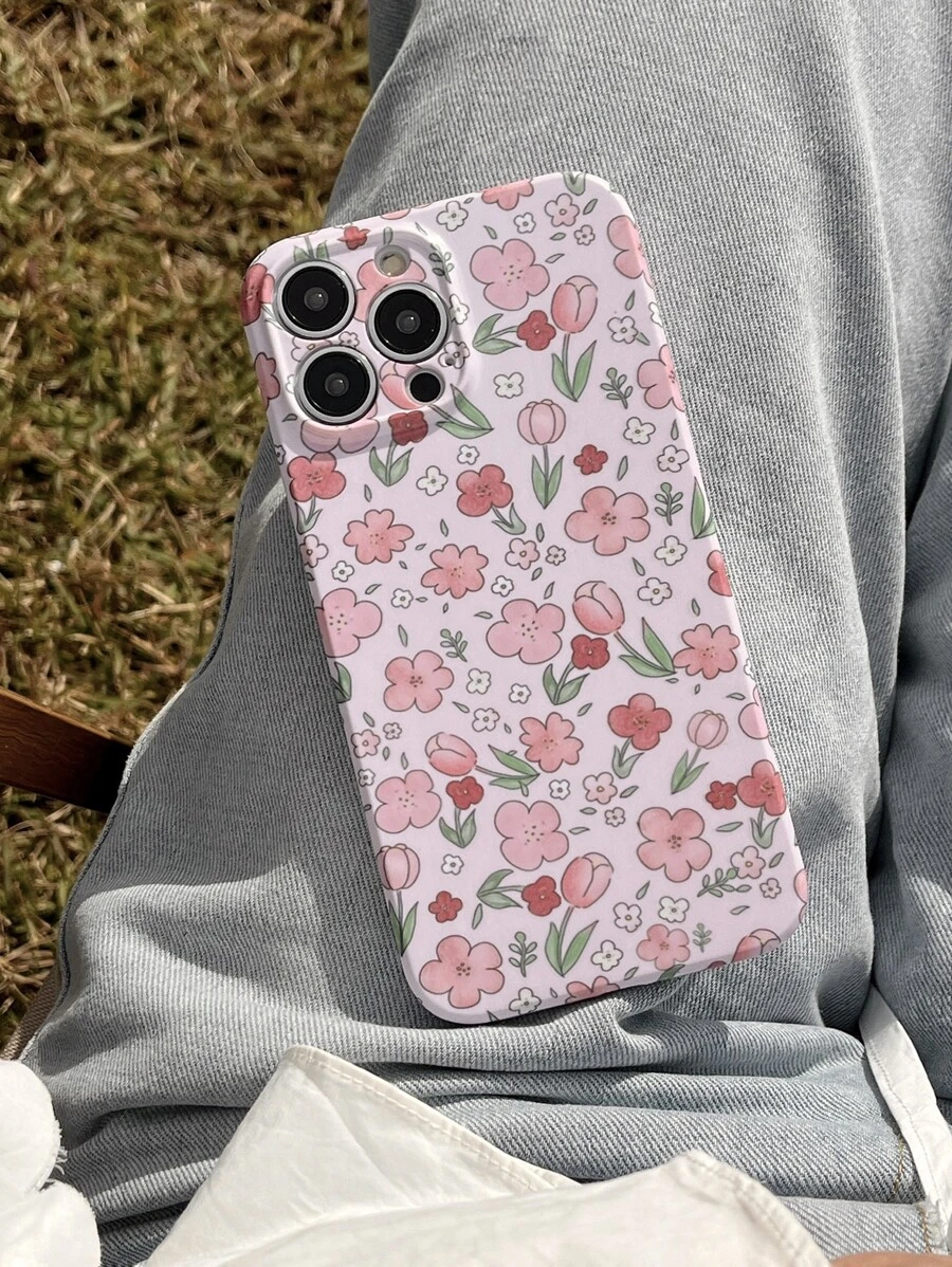 Husa telefon cu model de flori - Baby Pink - Vizualizare 1