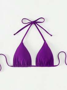 Swim Basics 吊脖三角杯比基尼上衣 - 紫羅蘭色 - 查看 7