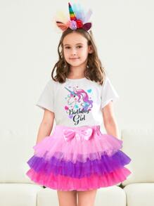 Váy bé gái phân lớp Nơ trước Khối Màu Dễ thương - Nhiều màu - Xem 1