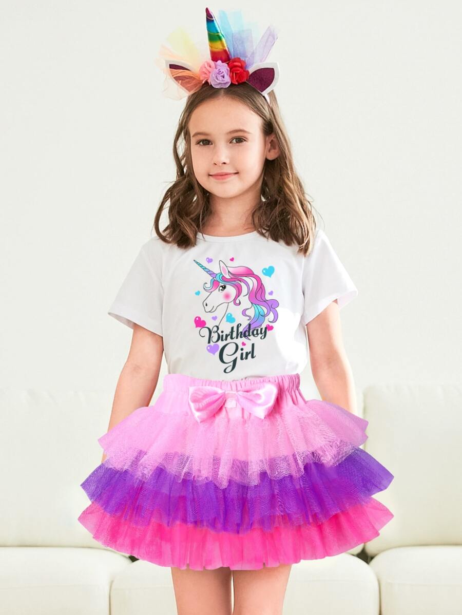 Váy bé gái phân lớp Nơ trước Khối Màu Dễ thương - Nhiều màu - Xem 1