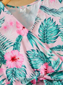 SHEIN Áo liền quần Gái Thắt lưng Xù Trọn gói Nhiệt đới Boho - Nhiều màu - Xem 3