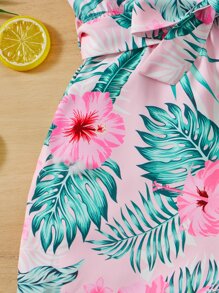 SHEIN Áo liền quần Gái Thắt lưng Xù Trọn gói Nhiệt đới Boho - Nhiều màu - Xem 4